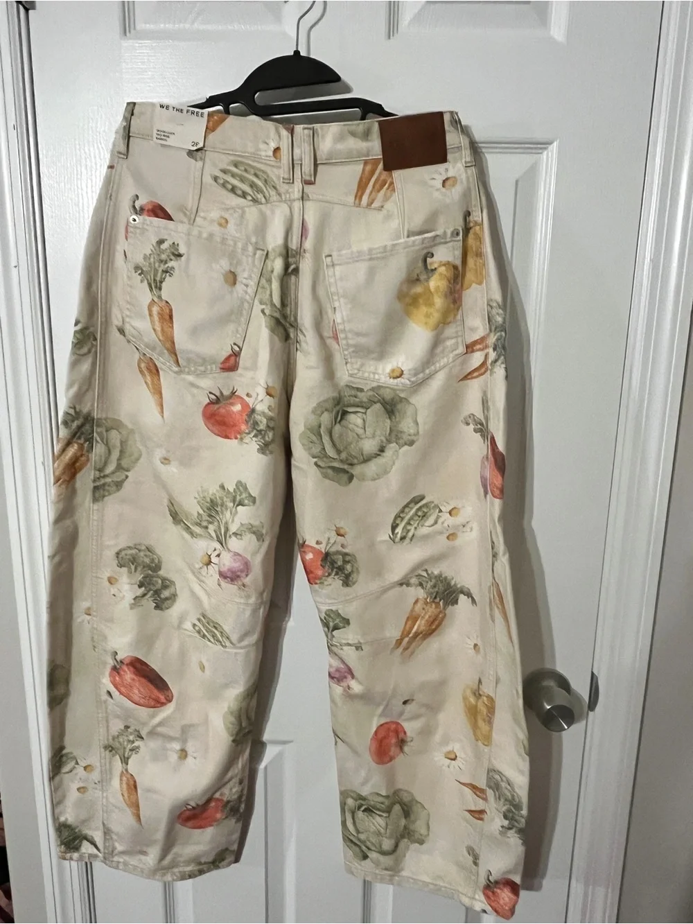 We The Free Cream Straight-Leg Jeans with Watercolor Vegetable Print